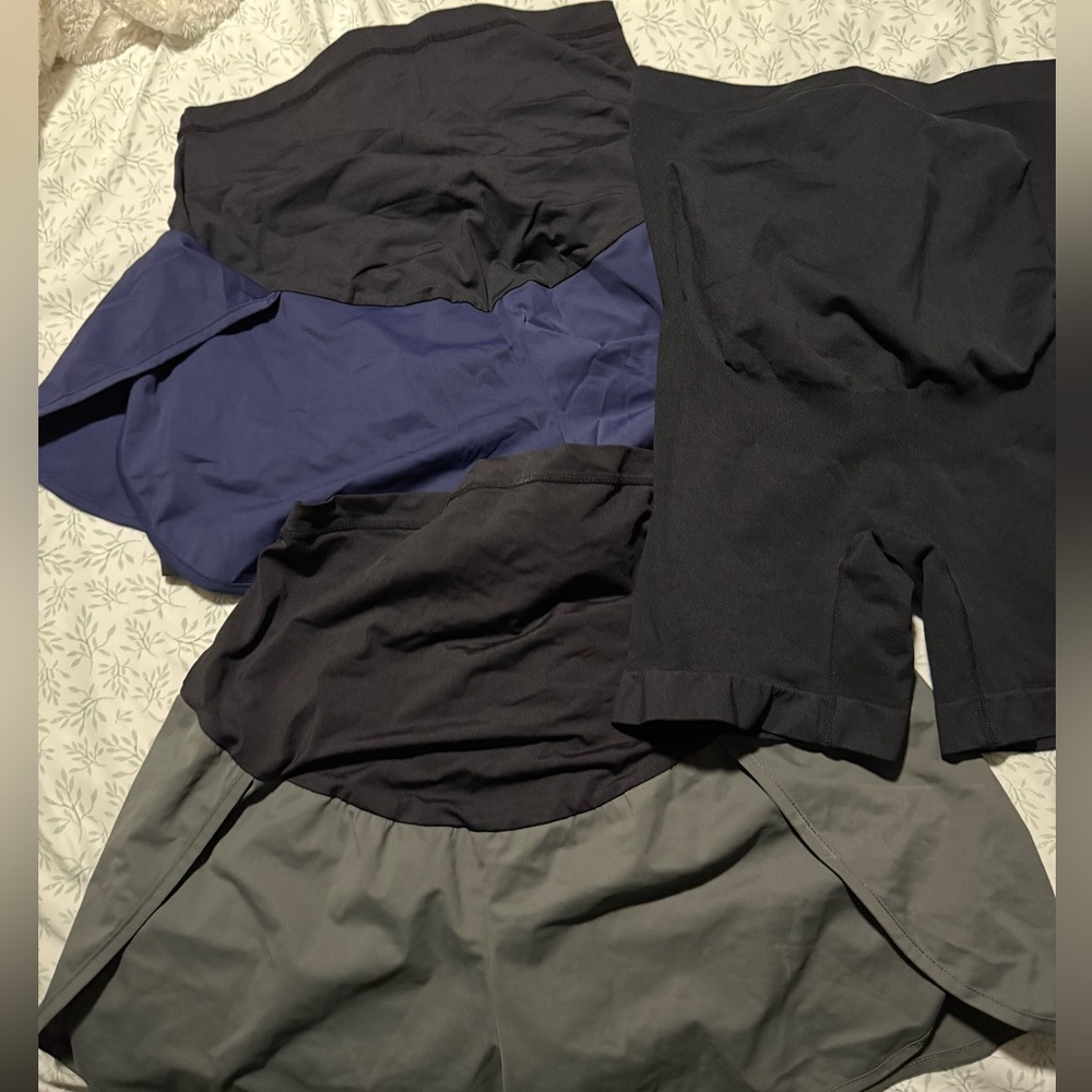 Maternity Athletic Shorts Set - Black, Blue, Gray